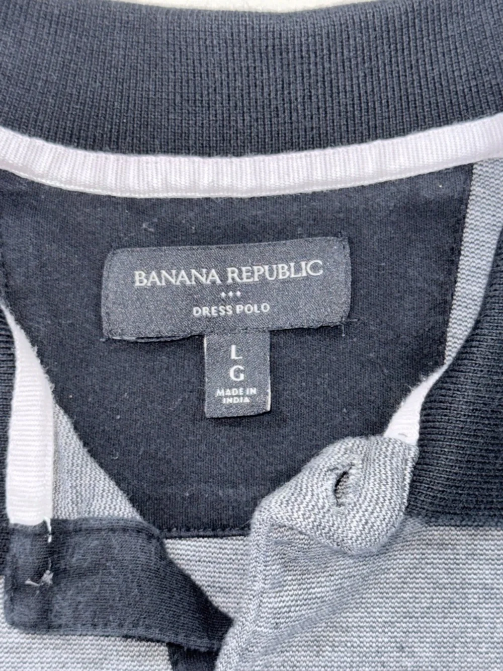 Banana Republic Men's Gray Micro-Pattern Dress Polo Shirt Size Large EUC